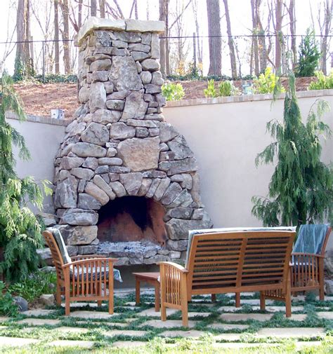 Natural Stone Outdoor Fireplace Fireplace Design Ideas