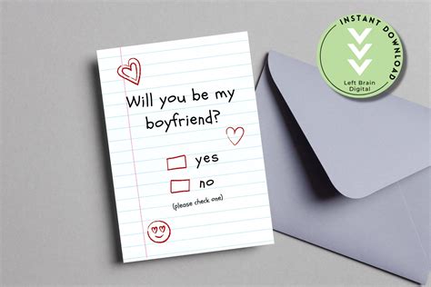 Will You Be My Boyfriend Digital Printable Card Check Yes No Etsy In