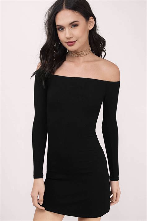 Cute Black Bodycon Dress Off Shoulder Dress Bodycon Dress 54