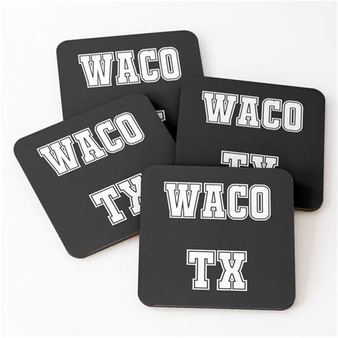 Waco Tx High School College University Font Coasters Set Of 4 By