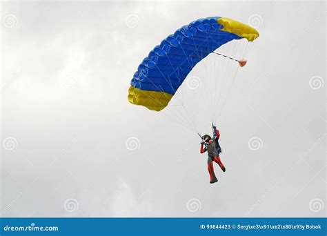 Skydiver On Parachute Editorial Stock Photo Image Of Gliding 99844423