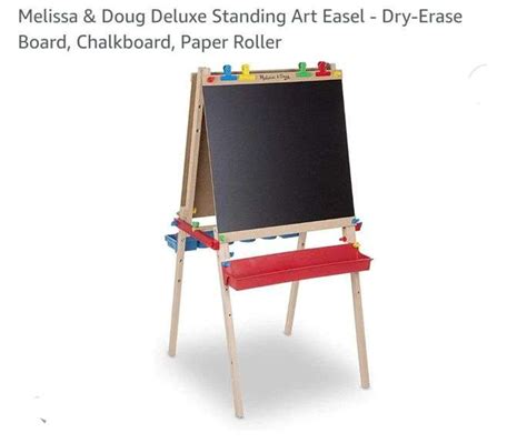 Melissa And Doug Deluxe Standing Art Easel Dry Erase Board Chalkboard