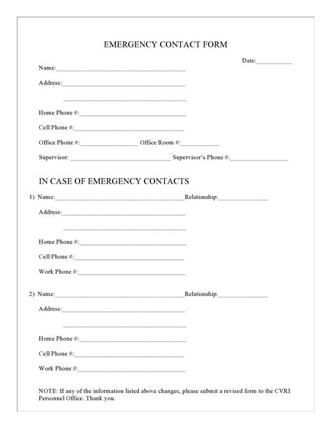 30 Printable Emergency Contact Forms 100 Free