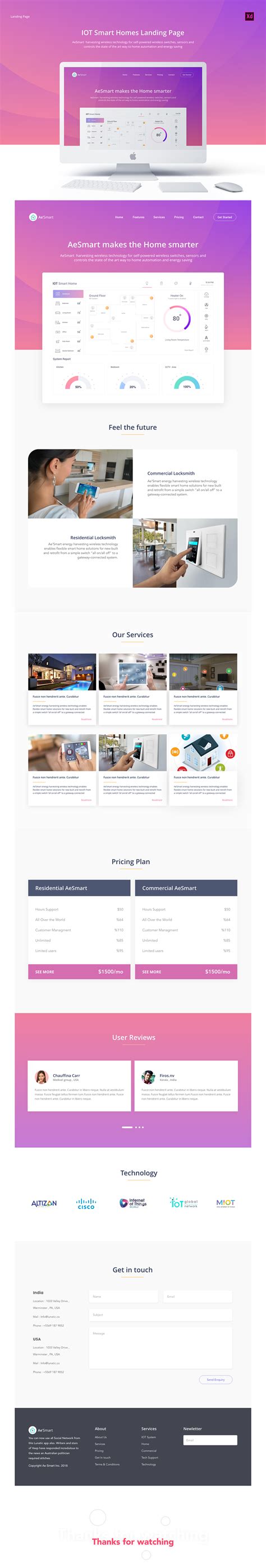 Iot Smart Home Landing Page Free Ui Kit Images Behance