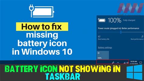 How To Fix Missing Battery Icon In Windows 10 Taskbar Youtube
