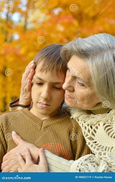 Grandmother And Grandson Hugging Stock Image Image Of Lifestyle