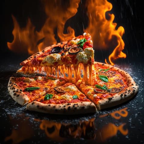 Premium Photo Aesthetic Dripping Tasty Pizza Slice Generative Ai