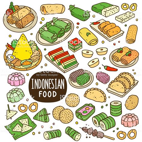 Insert shapes, lines or … Indonesian Foods And Snack Cartoon Color Illustration ...