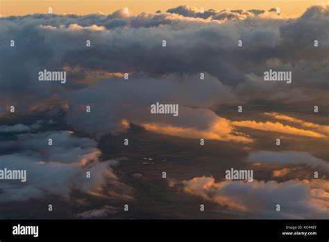 An Aerial View From 20000 Feet Over A Sunset Cloudscape Stock Photo