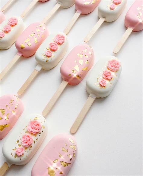 12 1 Dozen Cakesicles Pink Popsicles With Flowers Edible Etsy