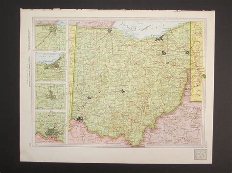 Vintage Ohio Map 1960 Map Wall Art Office Decor Ohio