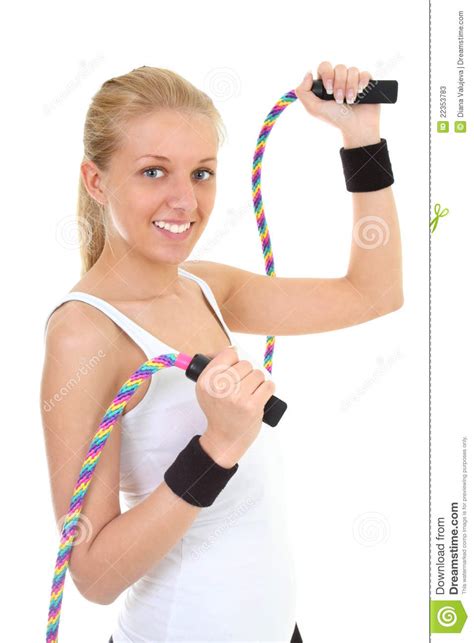 Blonde With Skipping Rope Stock Image Image Of Attractive 22353783