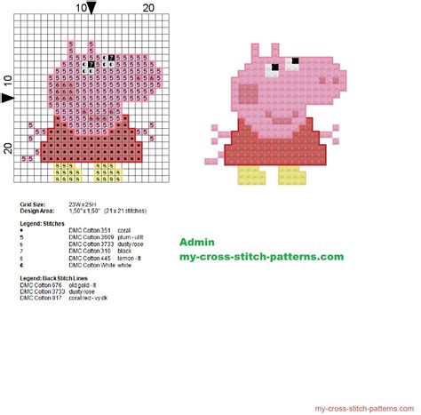 Click here to see a beautiful cross stitch pattern of peppa. Peppa Pig small cross stitch pattern 21x21 - free cross ...