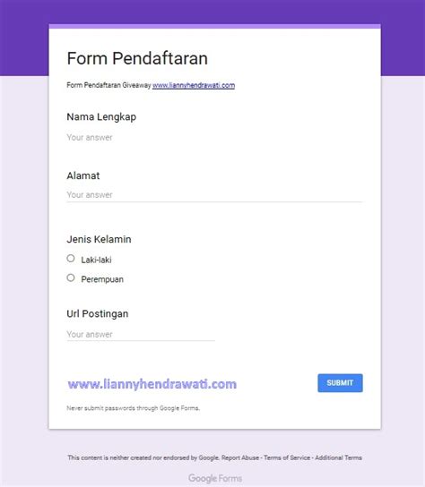 Cara Membuat Formulir Online Menggunakan Google Forms Lianny Hendrawati