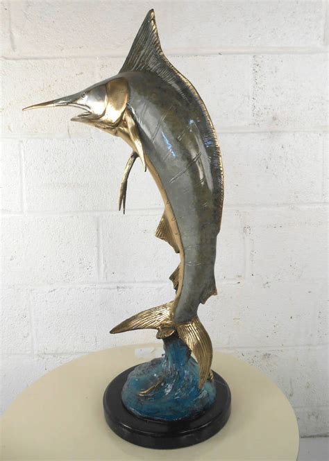 Mid Century Modern Style Ornate Bronze Marlin Nautical Sculpture At 1stdibs