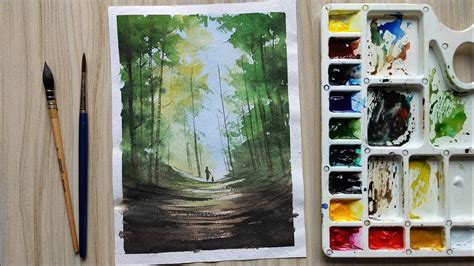 Simple Watercolor Forest Painting For Beginners Paint With David