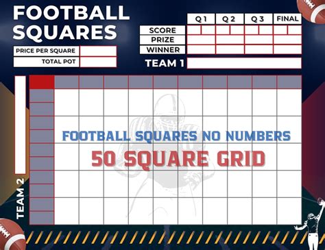 Football Squares 50 Squares Editable Pdf Template Printable Etsy