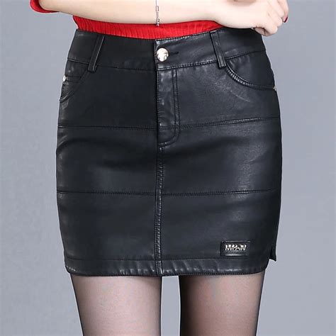 2016 New Fashion Autumn And Winter Women Skirt High Waisted Package Hip Skirt All Match Leather