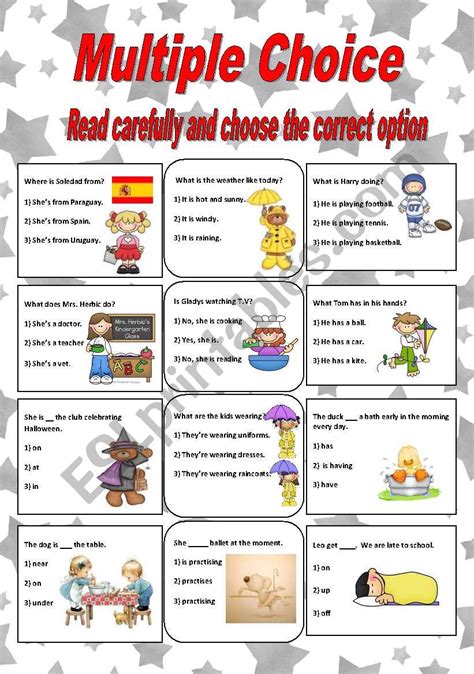 Multiple Choice Esl Worksheet By Agathachristiefan