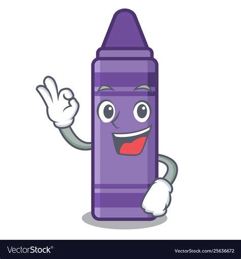 Okay Purple Crayon In Cartoon Shape Royalty Free Vector