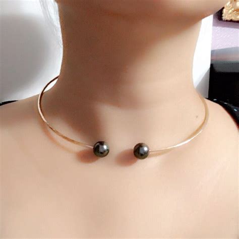New Tahitian Pearls Cuff Necklace Floating Pearl Necklace Chunky