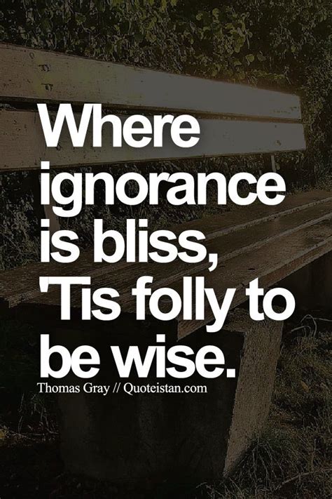 Where Ignorance Is Bliss Tis Folly To Be Wise Being Ignored Quotes Words Quotes Ignore