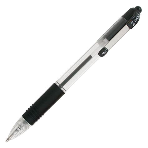 Zebra Z Grip Retractable Ballpoint Pens Medium Point 10 Mm Clear
