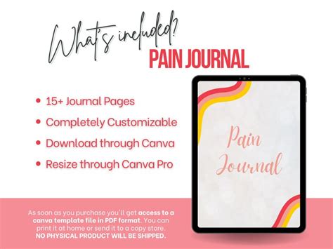 Chronic Pain Journal Template Chronic Illness Tracker Disability Journal Etsy