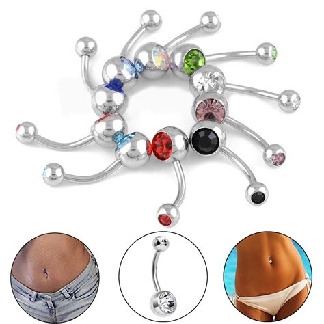 Lot Of 10pcs 14g Double Gem Belly Button Ring Body Jewelry Piercing Nice Ebay