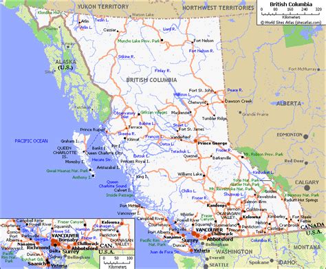 Map Of Roads British Columbia Maps Canada Provinces And British Columbia Fort Nelson North