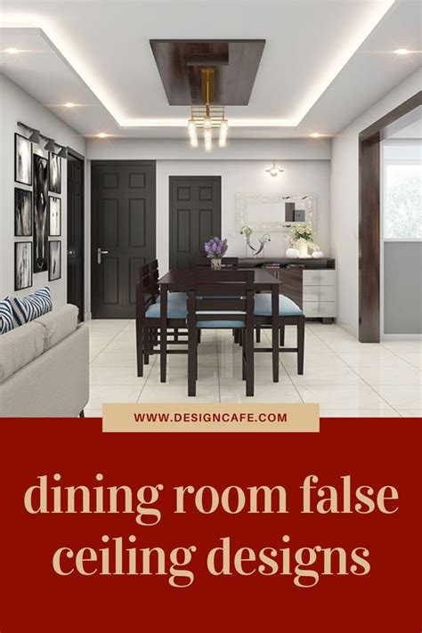 The Dining Room False Ceiling Designs Is Shown In Red And White With