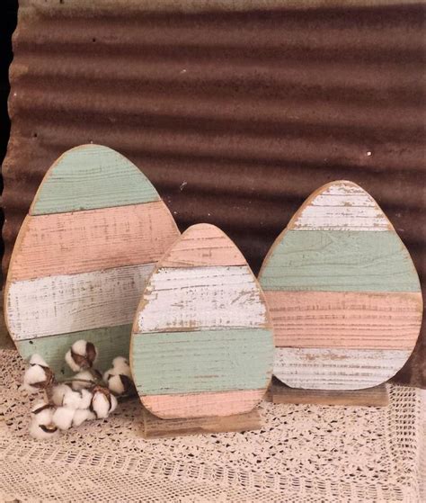 Lse Distressed Wood Egg Set Of 3 Or Single Easter Porch Etsy Easter