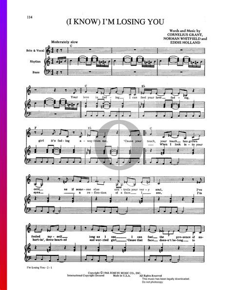 I Know Im Losing You The Temptations Piano Sheet Music Oktav