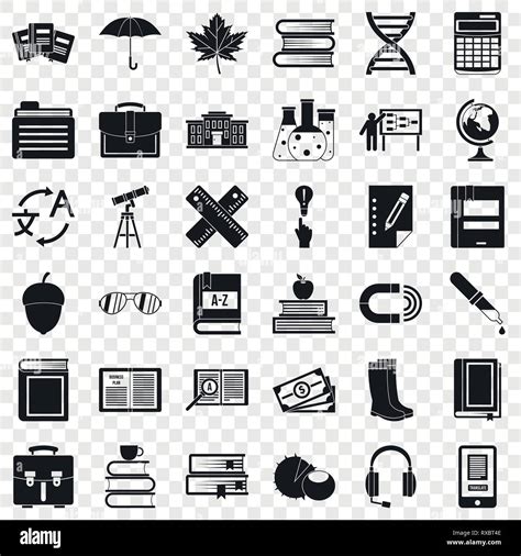 Study Icons Set Simple Style Stock Vector Image And Art Alamy