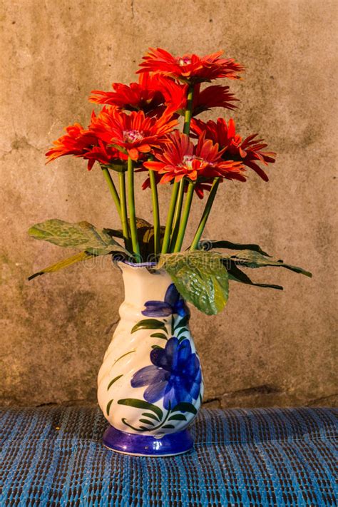 Still Life Flower Plastic In Vase Stock Photo Image Of Leaf Brown