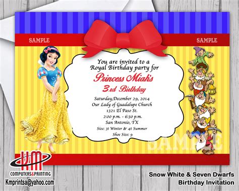 Snow White And The Seven Dwarfs Birthday Invitations Digital U Print 10
