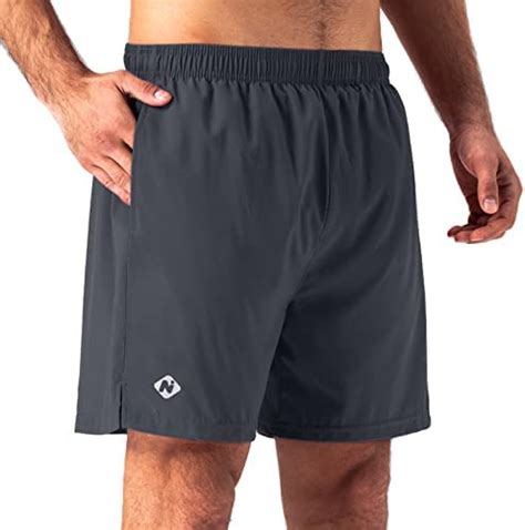 naviskin men s 5 inch running shorts lightweight quick dry workout shorts zipper pocket grey