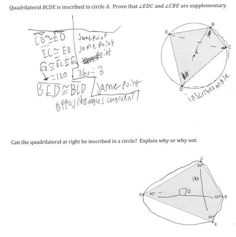 By the inscribed angle theorem, 1 ⁀ __ m∠abf = __ maf = 12 × 44° = 22°. Proving Quadrilaterals Worksheet With Answers | Kids ...