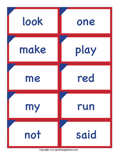 Terms in this set (52). Kindergarten Sight Word Flash Cards - Free Printable - A Pretty Happy Home