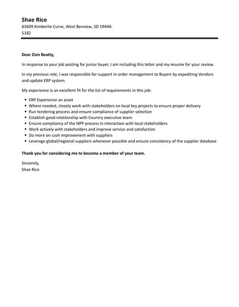 Junior Buyer Cover Letter Velvet Jobs