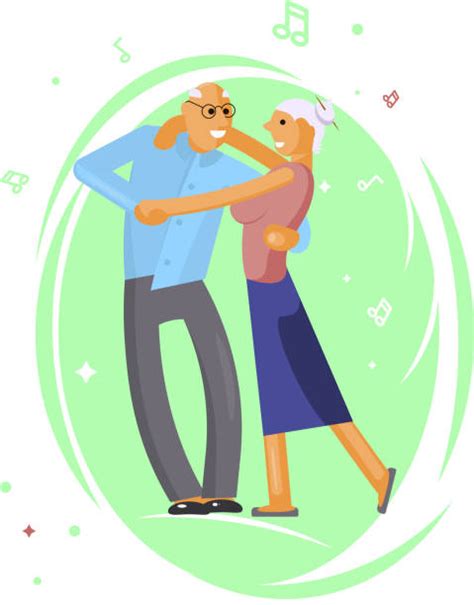 Older Couple Dancing Outdoors Illustrations Royalty Free Vector