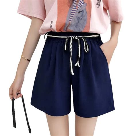 European And American Bf Summer Wind Female High Waist Shorts Women Loose Elastic Waist