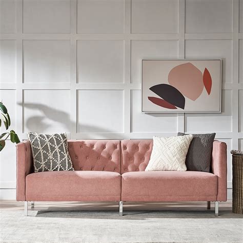 Kepooman Mid Century Modern Velvet Tufted Sofa Bed For Small Space