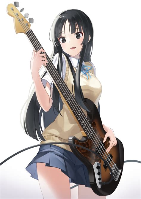 Safebooru 1girl Absurdres Akiyama Mio Bangs Bass Guitar Black Eyes
