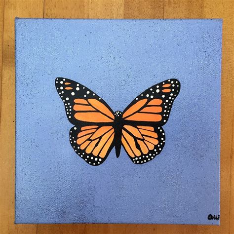Monarch Butterfly Painting On Gallery Wrapped Canvas 8x8 Etsy