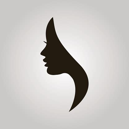Download Women Profile Silhouette On The Grey Background Stock ...
