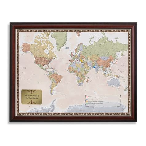 Personalized World Traveler Map Set Framed With Pins Travel Map Pins