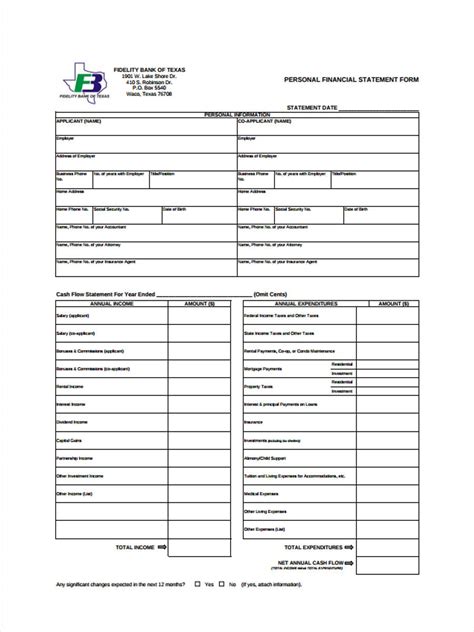 Free 8 Personal Financial Statement Forms In Pdf Ms Word Excel