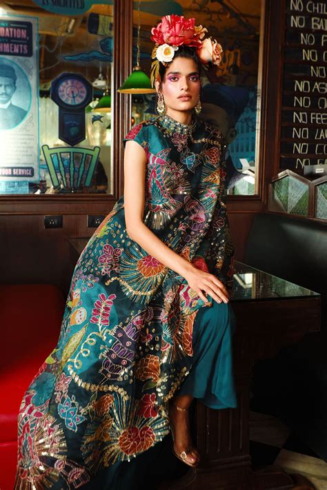 Buy Organza Anarkali With Embellished Jacket By Aisha Rao At Aza