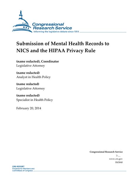 Submission Of Mental Health Records To Nics And The Hipaa Privacy Rule